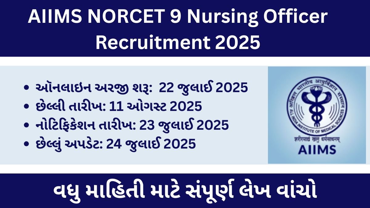 AIIMS NORCET 9 Nursing Officer Recruitment 2025